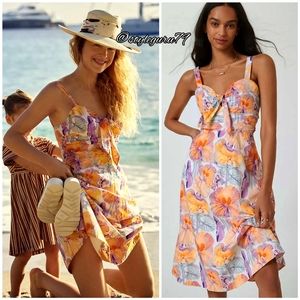 Anthropologie  ecilia Pettersson Tie-Front Floral Print  Midi Dress